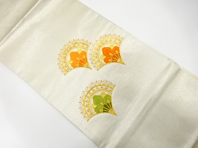 JAPANESE KIMONO / FLOWER PATTERN EMBROIDERY NAGOYA OBI